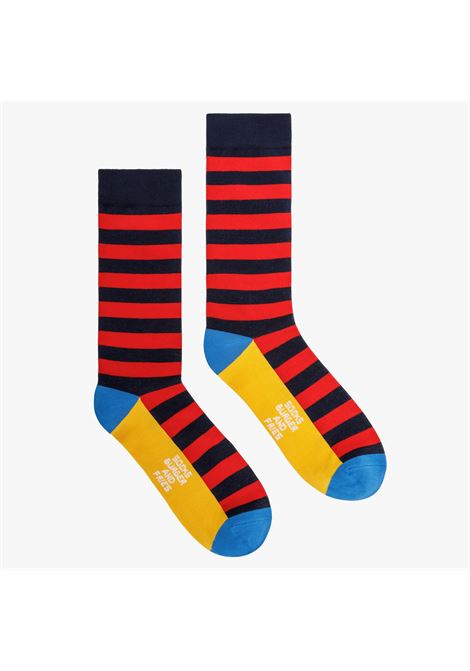 STRIPES SOCKS<BR/>ROSSO FUOCO / NAVY BLUE